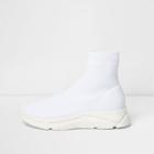 River Island Womens White Knitted Sock Runner Sneakers