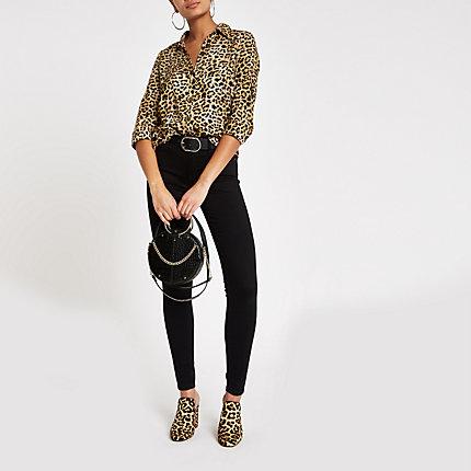 River Island Womens Leopard Print Long Sleeve Shirt