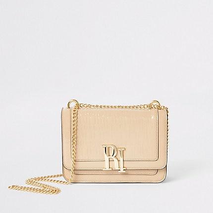 River Island Womens Patent Ri Embossed Cross Body Bag