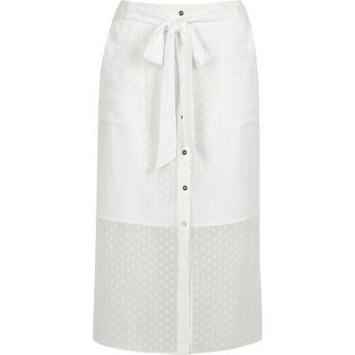 River Island Womens White Button Through Midi Skirt