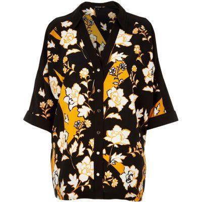 River Island Womens Floral Print Cold Shoulder Shirt