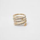 River Island Womens Gold Tone Pave Circle Swirl Diamante Ring