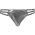 River Island Womens Silver Metallic Strap Bikini Bottoms