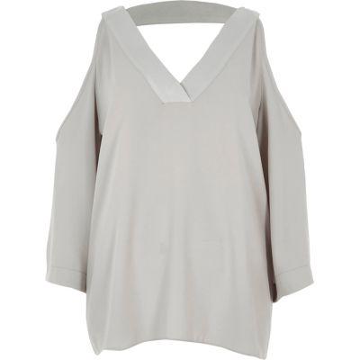 River Island Womens Cold Shoulder V Neck Top