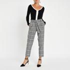 River Island Womens Check Tie Waist Tapered Pants