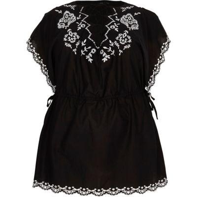 River Island Womens Plus Embroidered Tunic Top