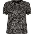River Island Womens Plus Metallic Leopard Print T-shirt