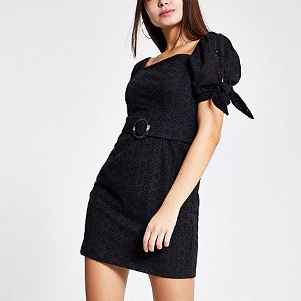 River Island Womens Broderie Puff Sleeve Dress