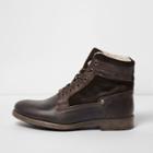 River Island Mens Leather Fleece Lined Boots