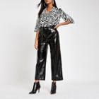 River Island Womens White Zebra Print Crop Blouse