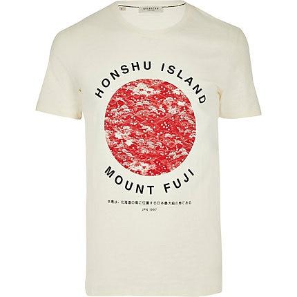 River Island Mens Selected Homme White Fuji Printed T-shirt