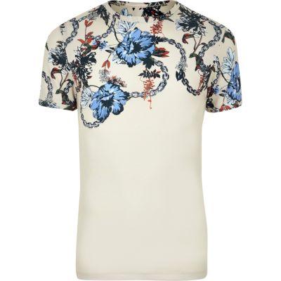 River Island Mens Floral Chain Slim Fit T-shirt
