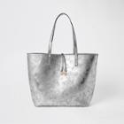 River Island Womens Silver Tote Shopper Bag