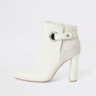 River Island Womens White Eyelet Pointed Wide Fit Boots