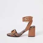 River Island Womens Snake Print Block Heel Sandal