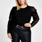 River Island Womens Plus Long Sheer Puff Sleeve T-shirt