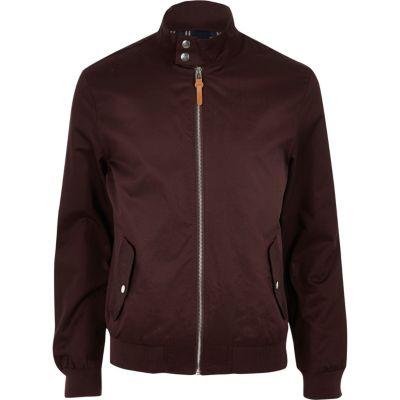River Island Mensburgundy Funnel Neck Harrington Jacket