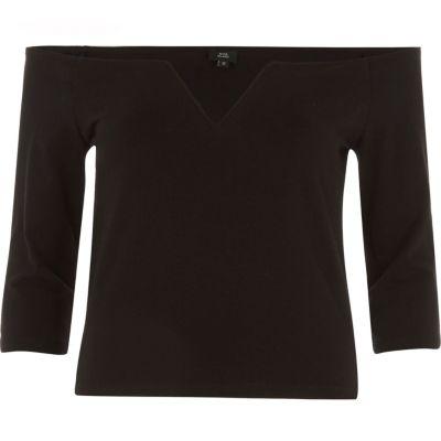 River Island Womens V Insert Fitted Bardot Top
