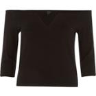 River Island Womens V Insert Fitted Bardot Top