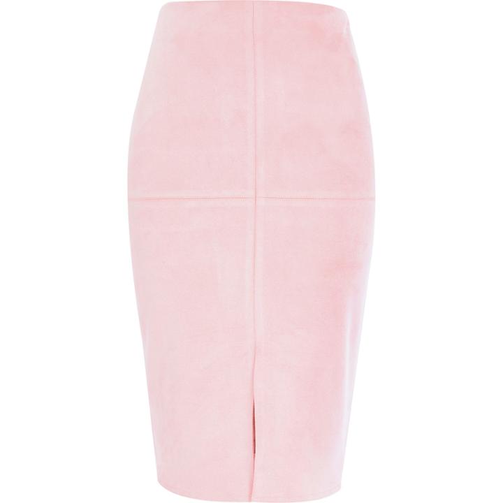 River Island Womens Faux Suede Pencil Skirt