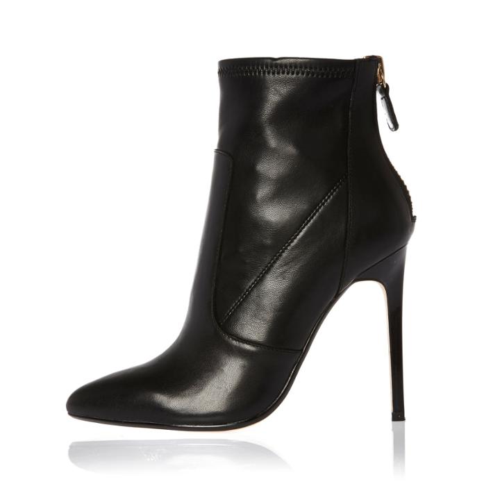 River Island Womens Leather Stretch Heeled Ankle Boots
