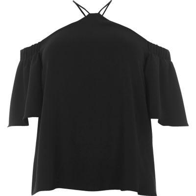 River Island Womens Plus Cross Neck Cold Shoulder Top