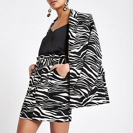 River Island Womens Zebra Print Paperbag Skirt