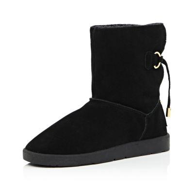 River Island Womens Suede Faux Fur Trim Soft Boots