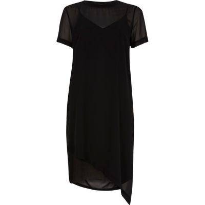 River Island Womens Sheer Asymmetric Hem T-shirt Dress