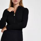 River Island Womens Knit Rib Zip Through Top