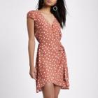 River Island Womens Polka Dot Cap Sleeve Wrap Dress