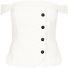 River Island Womens Plus White Button Front Bardot Top