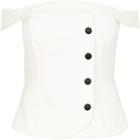 River Island Womens Plus White Button Front Bardot Top