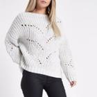 River Island Womens Petite Pearl Embellished Knit Sweater
