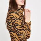 River Island Womens Zebra Print Turtle Neck Top