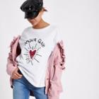 River Island Womens White 'amour Club' Sequin Heart T-shirt