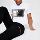 River Island Mens White Checkerboard Print T-shirt
