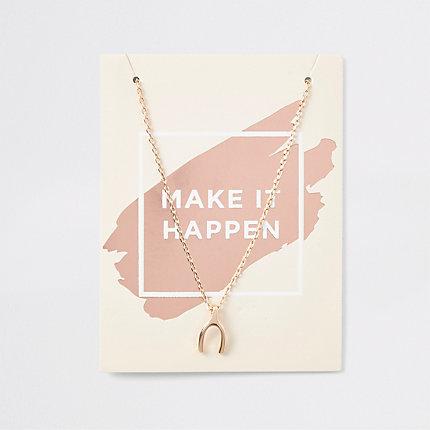 River Island Womens Gold Tone Wishbone Necklace