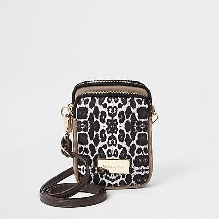 River Island Womens Leopard Print Mini Pouch Cross Body Bag