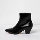 River Island Womens Pointed Toe Patent Western Heel Boots