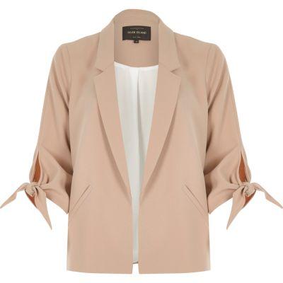 River Island Womens Nude Tied Cuff Short Blazer