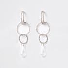 River Island Womens Silver Diamante Interlink Hoop Drop Earrings