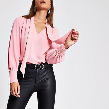 River Island Womens Tie Neck Blouse