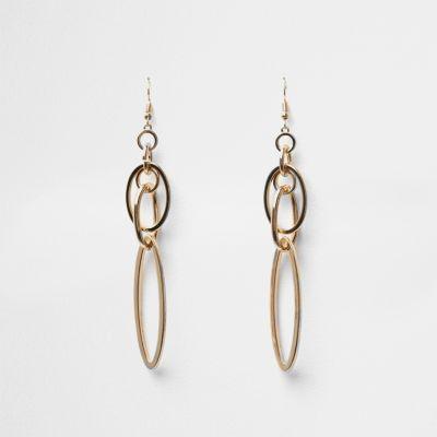 River Island Womens Gold Tone Interlocking Drop Earrings