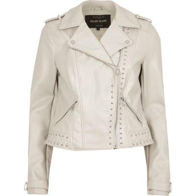 River Island Womens Faux Leather Studded Biker Jacket