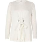 River Island Womens White Tie Front Long Sleeve Top