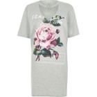 River Island Womens Rose Print Choker Ring Jumbo T-shirt