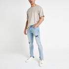 River Island Mens Danny Super Skinny Biker Rip Jeans