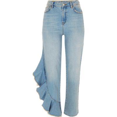 River Island Womens Side Frill Bella Straight Leg Jeans