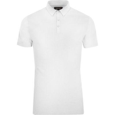 River Island Mens Big And Tall White Waffle Polo Shirt